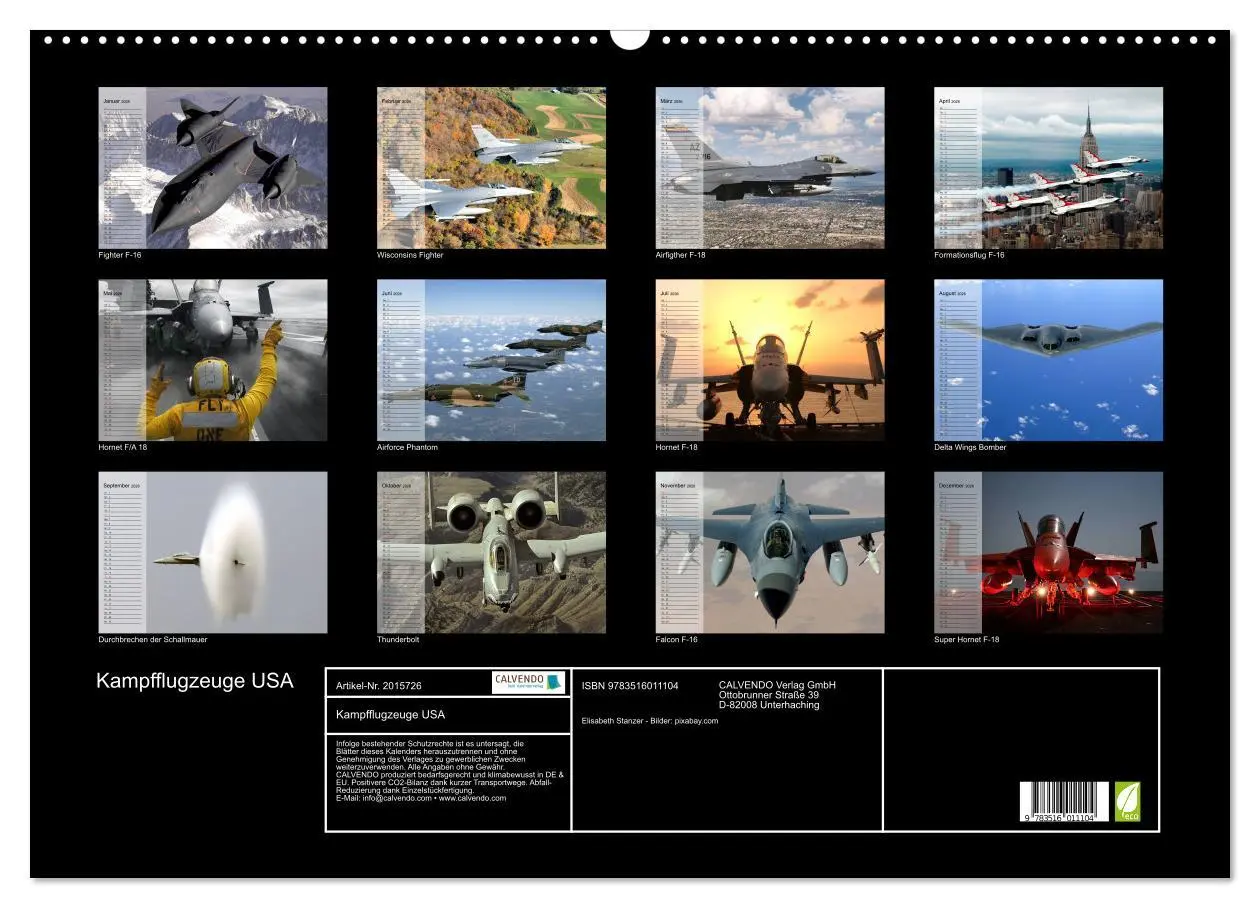 Bild: 9783516011104 | Kampfflugzeuge USA (Wandkalender 2026 DIN A2 quer), CALVENDO...