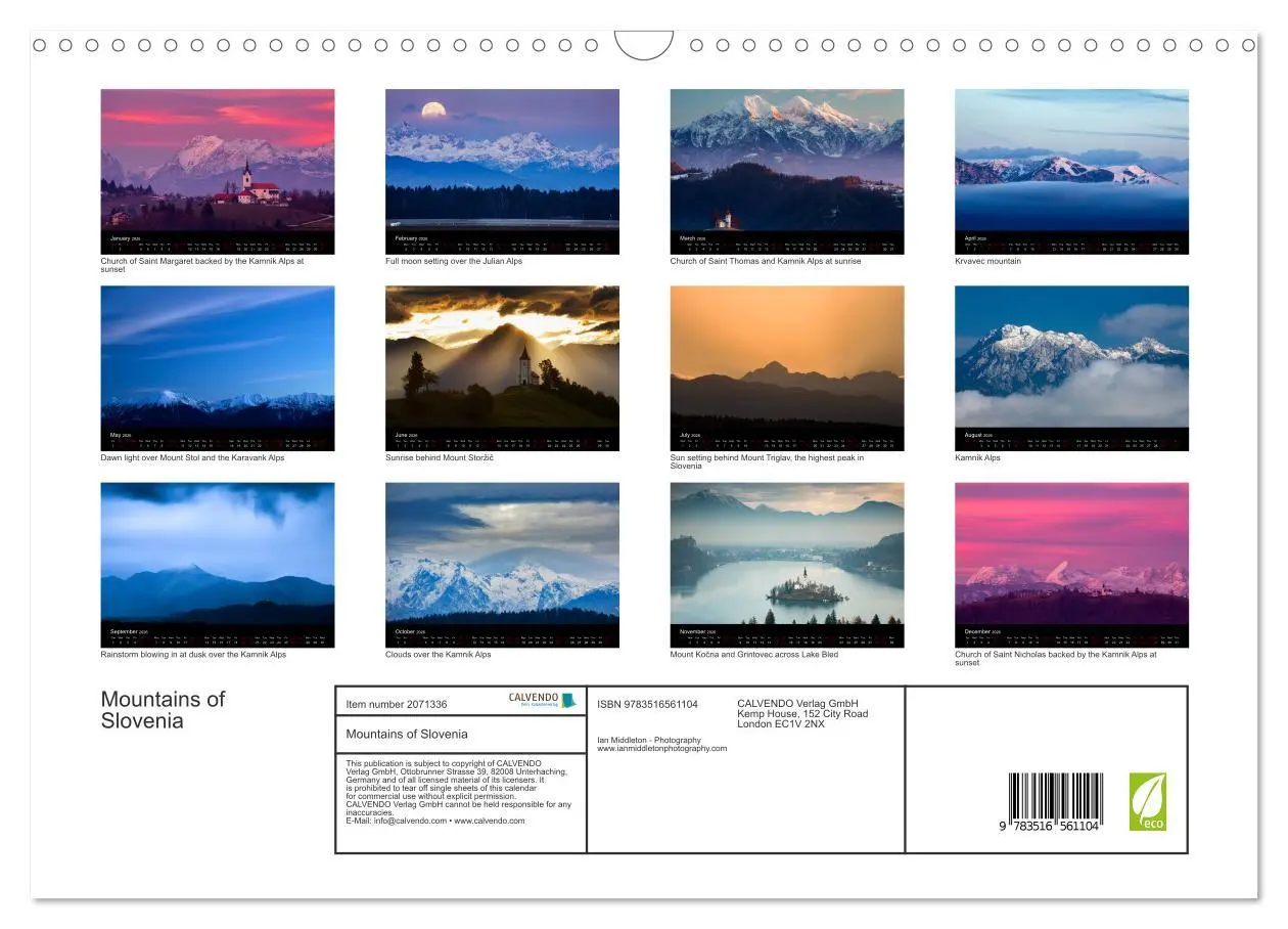 Bild: 9783516561104 | Mountains of Slovenia (Wall Calendar 2026 DIN A3 landscape),...
