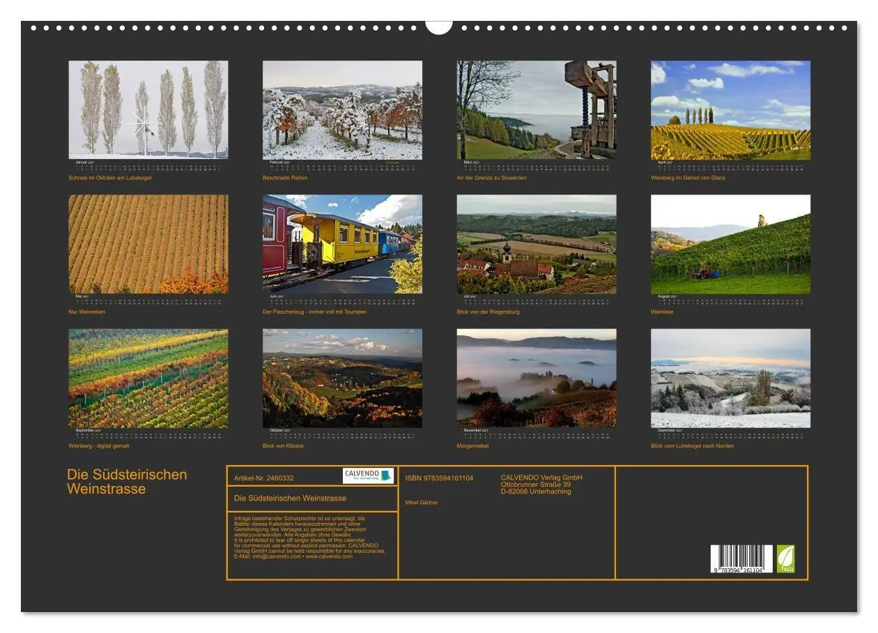 Bild: 9783594161104 | Die Südsteirischen Weinstrasse (Wandkalender 2027 DIN A2 quer),...