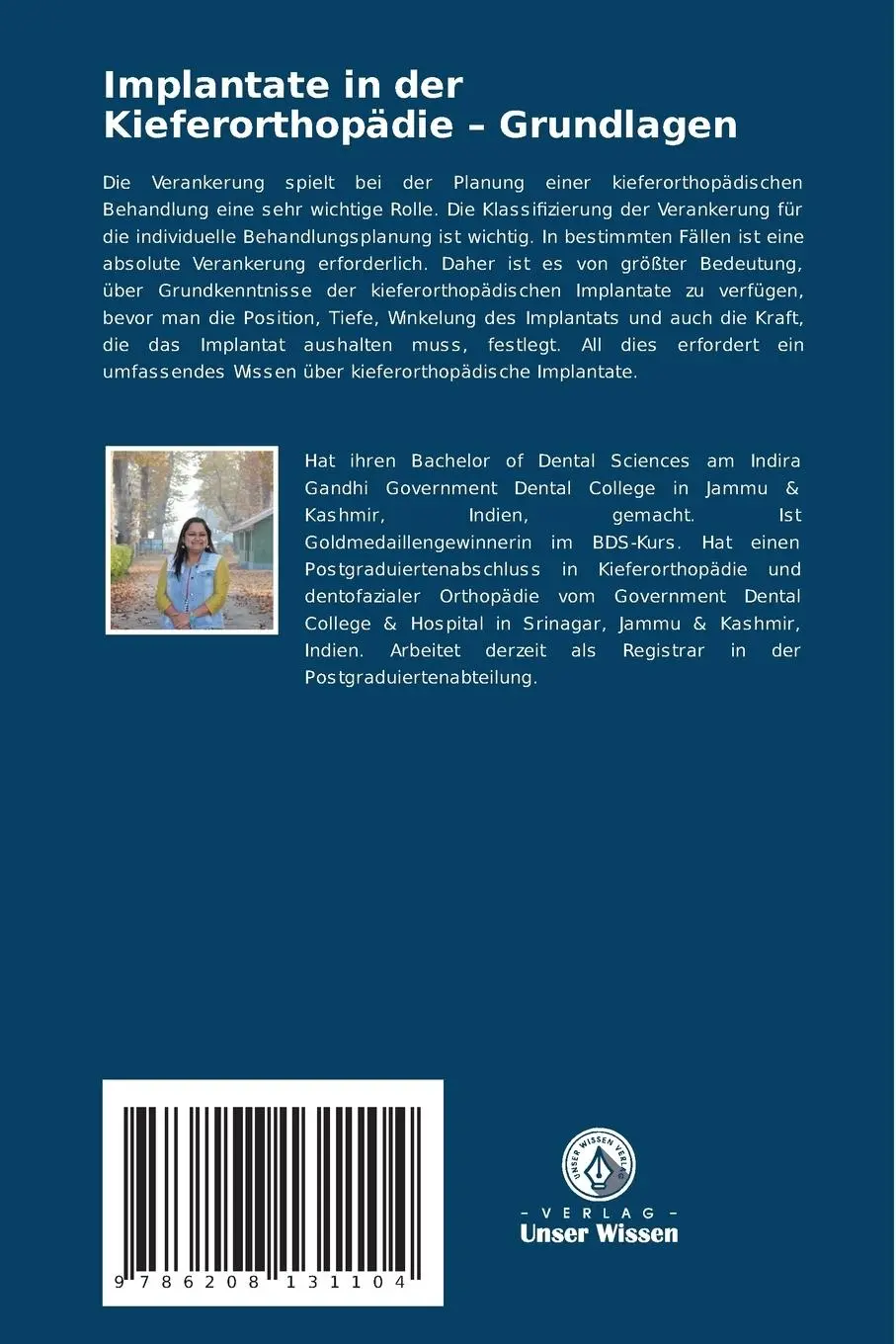 Rückseite: 9786208131104 | Implantate in der Kieferorthopädie ¿ Grundlagen | Kalgotra (u. a.)