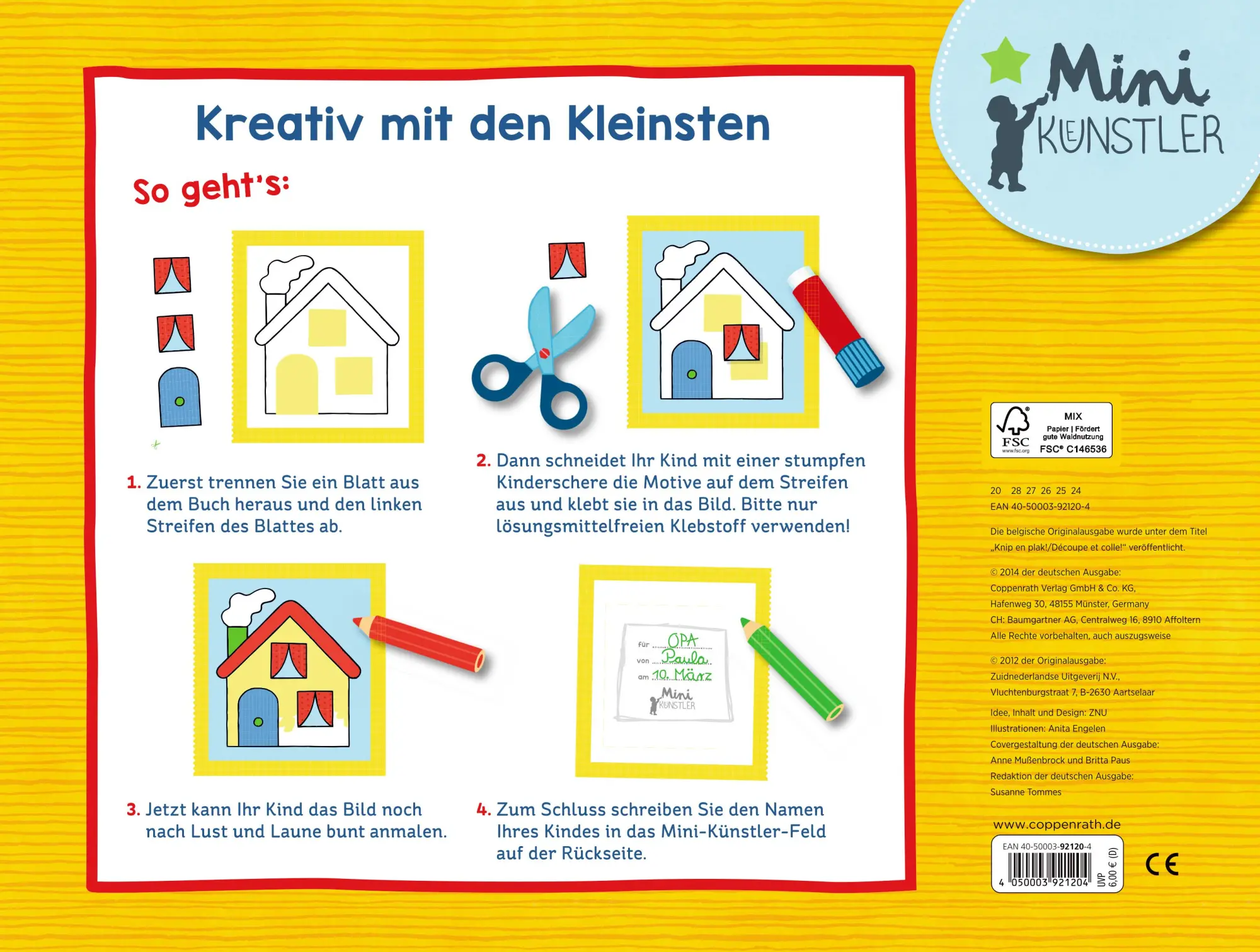 Rückseite: 4050003921204 | Mein erstes Bastelbuch | Schneiden, kleben, malen | Anita Engelen