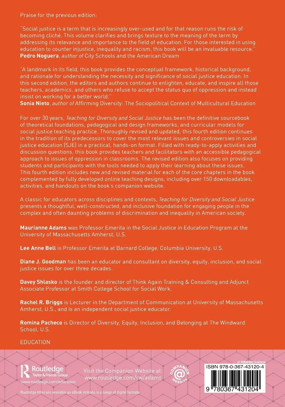 Rückseite: 9780367431204 | Teaching for Diversity and Social Justice | Maurianne Adams (u. a.)