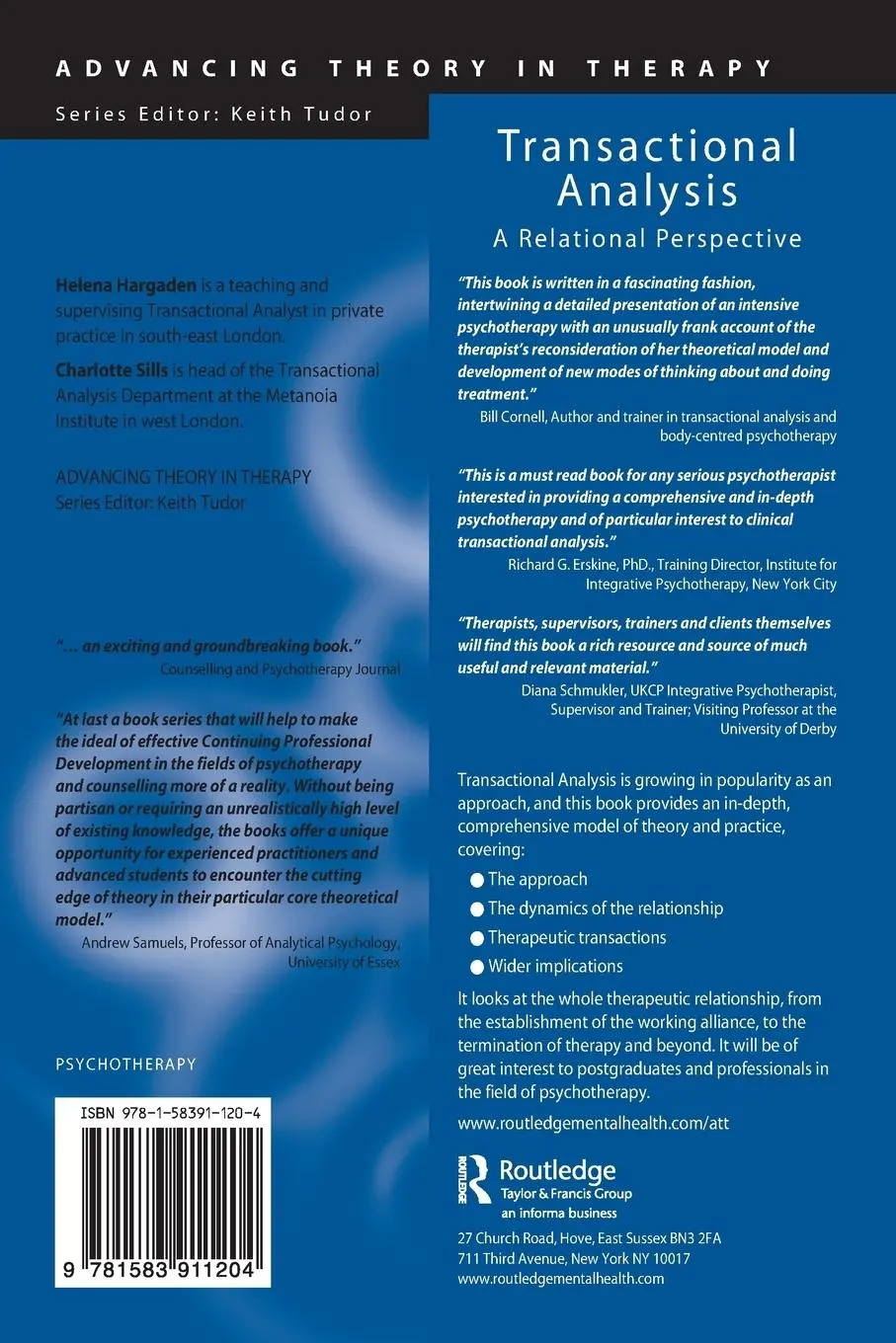 Rückseite: 9781583911204 | Transactional Analysis | A Relational Perspective | Hargaden (u. a.)