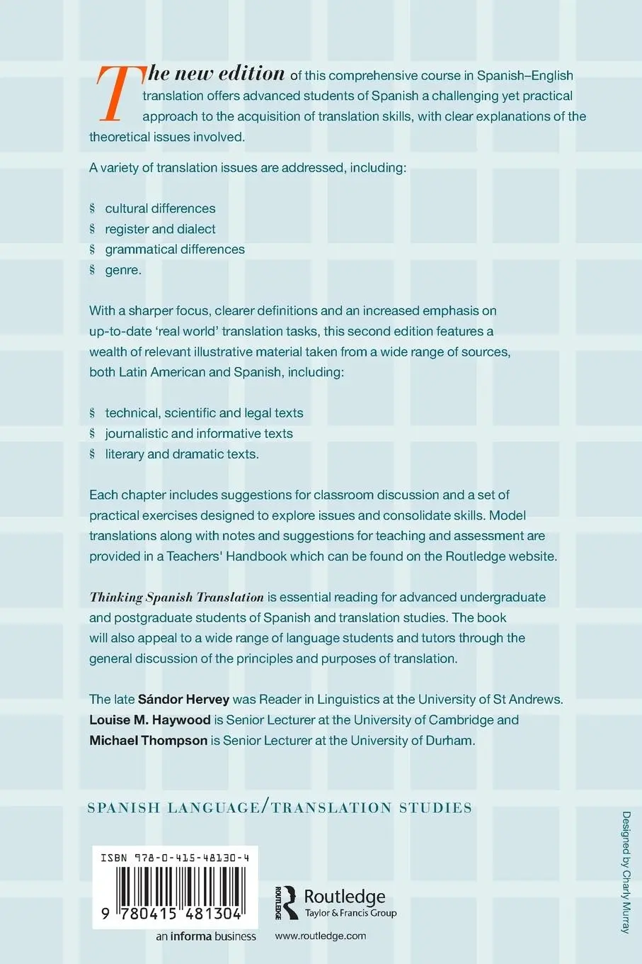 Rückseite: 9780415481304 | Thinking Spanish Translation | Louise Haywood (u. a.) | Taschenbuch