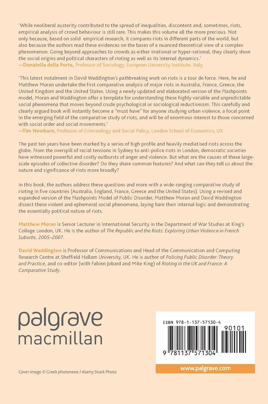 Rückseite: 9781137571304 | Riots | An International Comparison | David Waddington (u. a.) | Buch