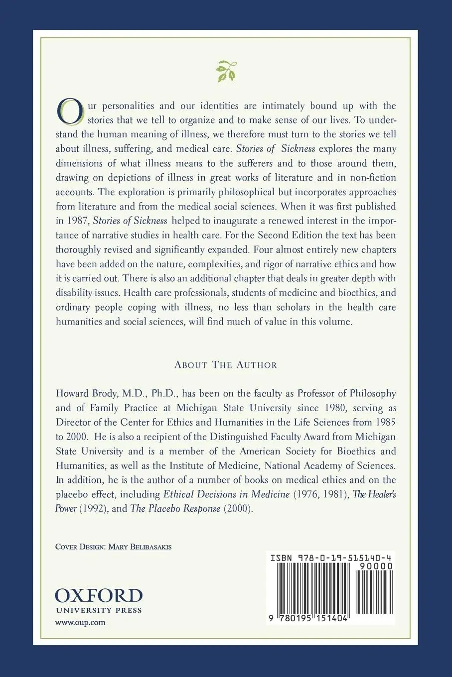 Rückseite: 9780195151404 | Stories of Sickness | Howard T. Brody | Taschenbuch | Englisch | 2002