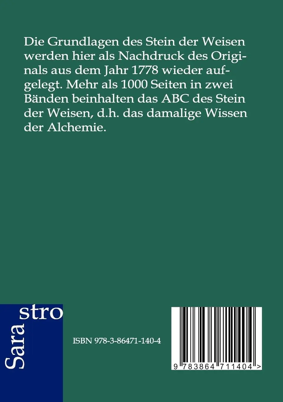 Rückseite: 9783864711404 | A.B.C. vom Stein der Weisen | Zweiter Teil | Ohne Autor | Taschenbuch