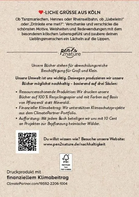 Rückseite: 9783987641404 | Postkartenblock Köln-Liebe | Pen2nature | Taschenbuch | 40 S. | 2025