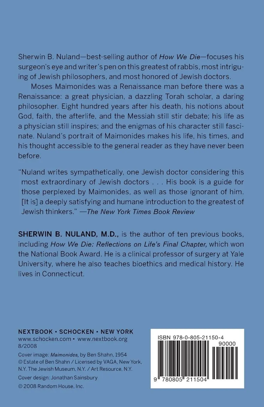 Rückseite: 9780805211504 | Maimonides | Sherwin B. Nuland | Taschenbuch | Englisch | 2008