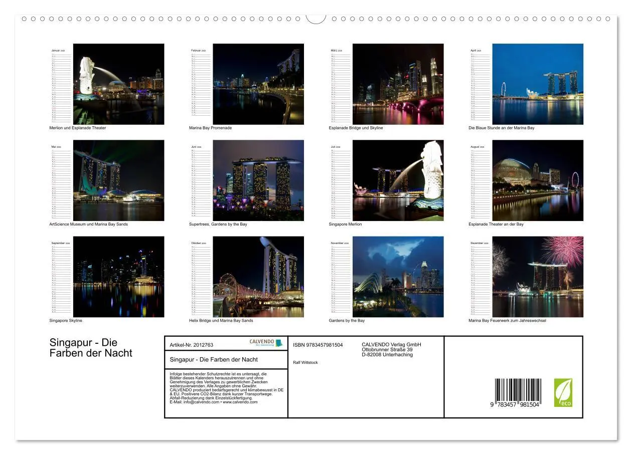 Bild: 9783457981504 | Singapur - Die Farben der Nacht (hochwertiger Premium Wandkalender...