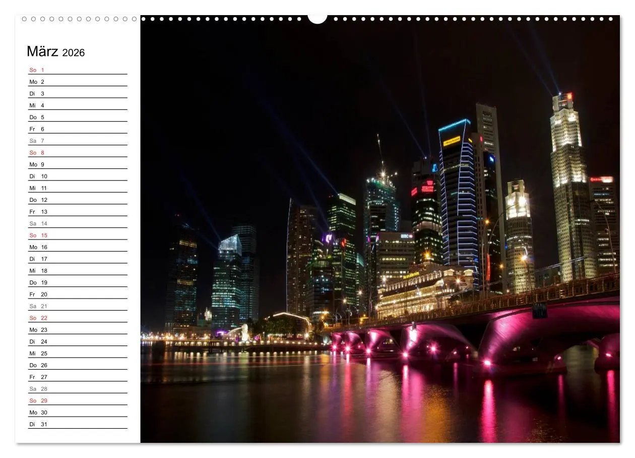 Bild: 9783457981504 | Singapur - Die Farben der Nacht (hochwertiger Premium Wandkalender...