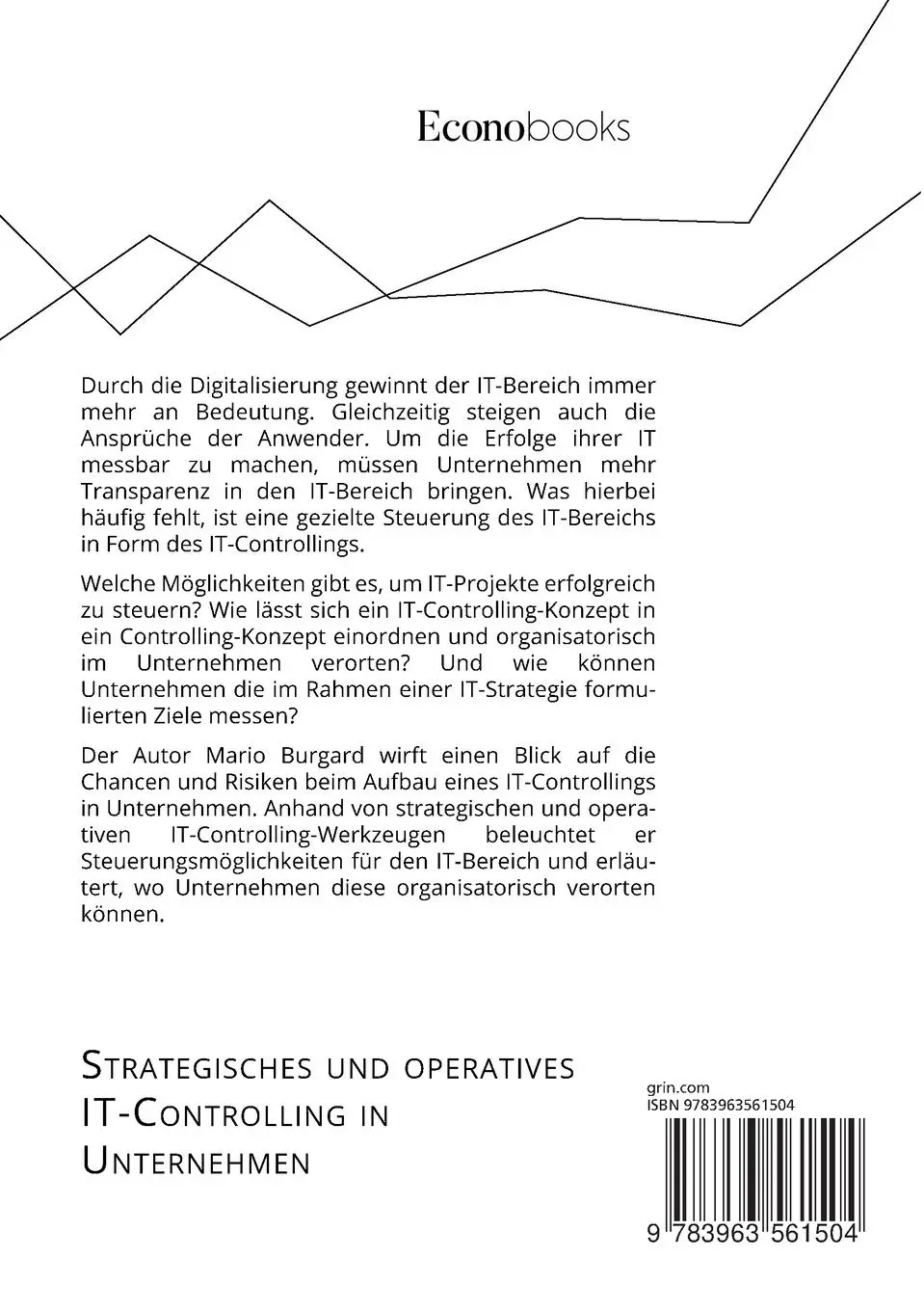 Rückseite: 9783963561504 | Strategisches und operatives IT-Controlling in Unternehmen....