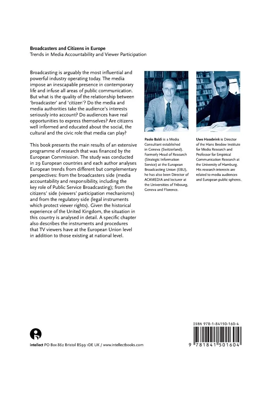 Rückseite: 9781841501604 | Broadcasters and Citizens in Europe | Paolo Baldi (u. a.) | Buch