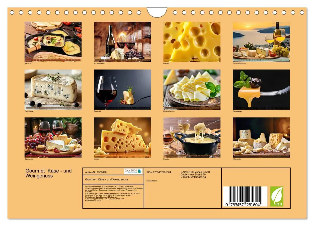 Bild: 9783457281604 | Gourmet Käse - und Weingenuss (Wandkalender 2026 DIN A4 quer),...