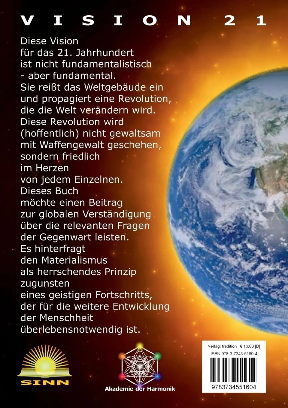 Rückseite: 9783734551604 | Vision 21 - DIE NEUE ERDE | Andreas Klinksiek | Taschenbuch | 212 S.