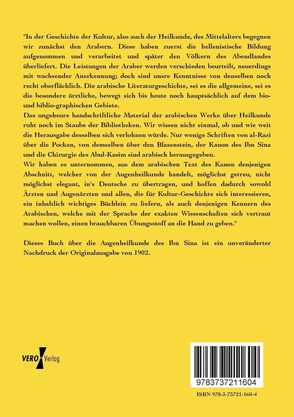 Rückseite: 9783737211604 | Die Augenheilkunde des Ibn Sina | Avicenna (u. a.) | Taschenbuch