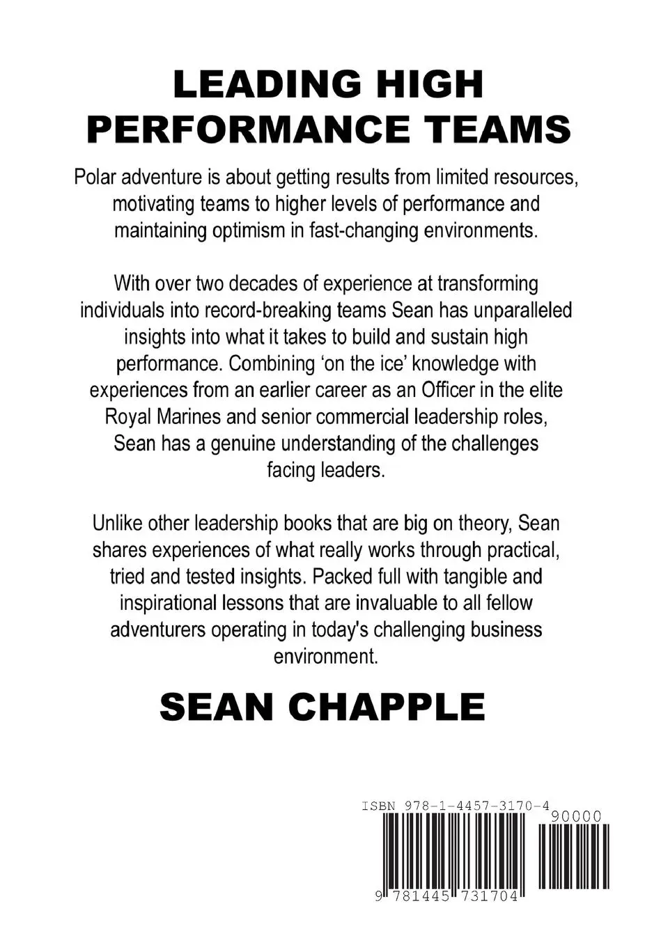 Rückseite: 9781445731704 | Leading High Performance Teams | Sean Chapple | Taschenbuch | Englisch