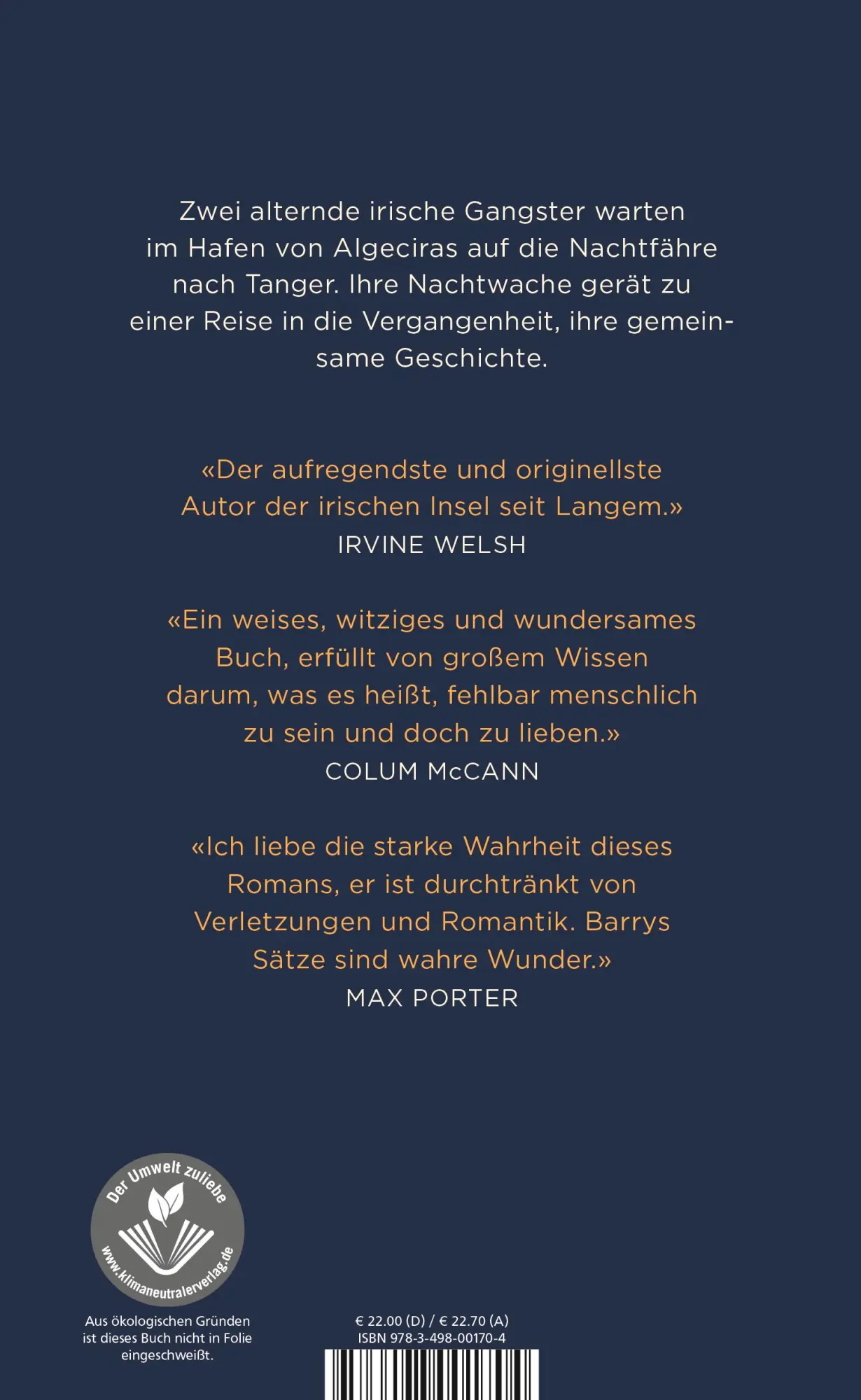 Rückseite: 9783498001704 | Nachtfähre nach Tanger | Kevin Barry | Buch | 208 S. | Deutsch | 2022
