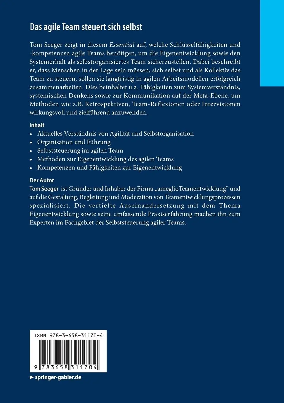 Rückseite: 9783658311704 | Das agile Team steuert sich selbst | Tom Seeger | Taschenbuch | x