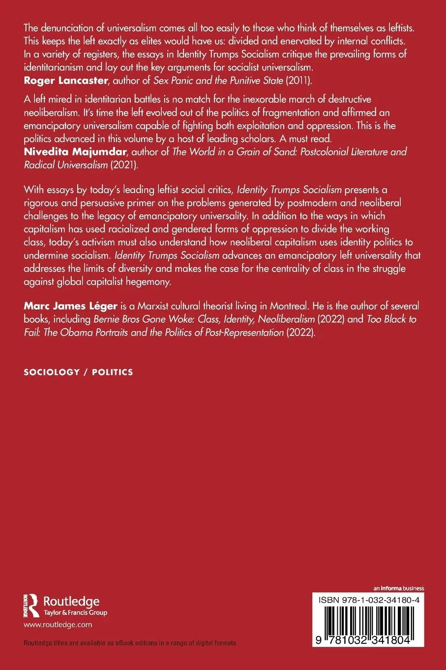 Rückseite: 9781032341804 | Identity Trumps Socialism | Marc James Léger | Taschenbuch | Englisch
