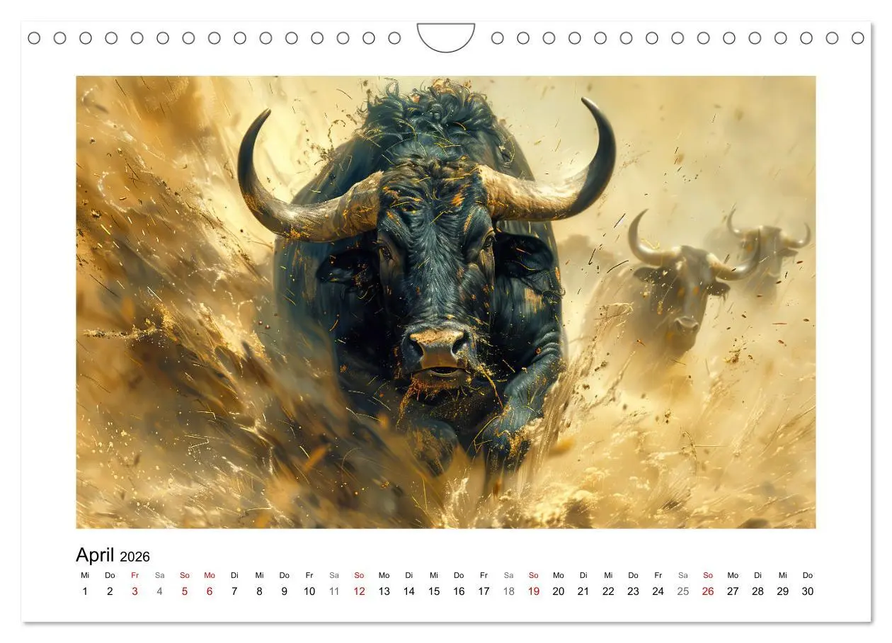 Bild: 9783457261804 | Wilde Rinder (Wandkalender 2026 DIN A4 quer), CALVENDO Monatskalender