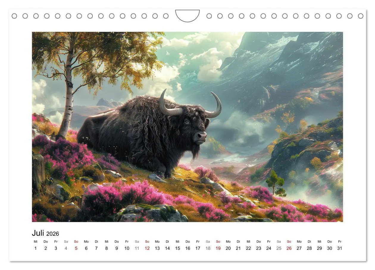 Bild: 9783457261804 | Wilde Rinder (Wandkalender 2026 DIN A4 quer), CALVENDO Monatskalender