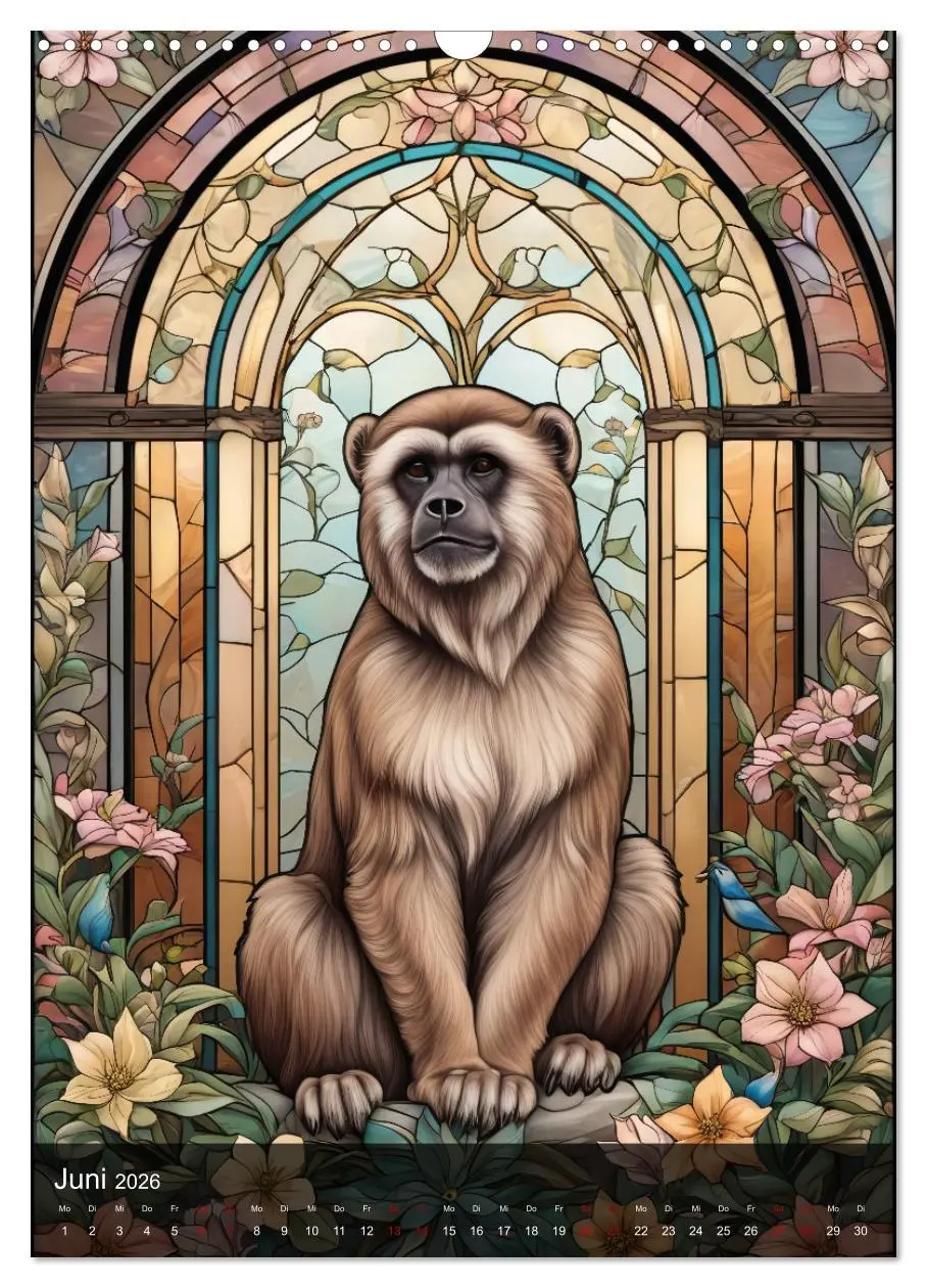 Bild: 9783516281804 | Wildtiere und Glaskunst im Tiffany Stil (Wandkalender 2026 DIN A3...