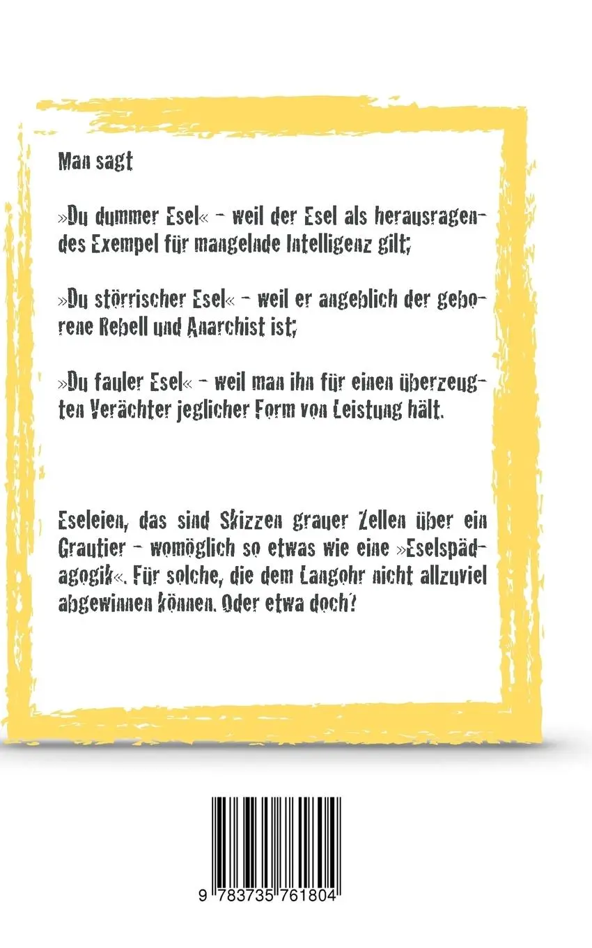 Rückseite: 9783735761804 | Eseleien | Siegfried Kettling | Taschenbuch | 44 S. | Deutsch | 2014