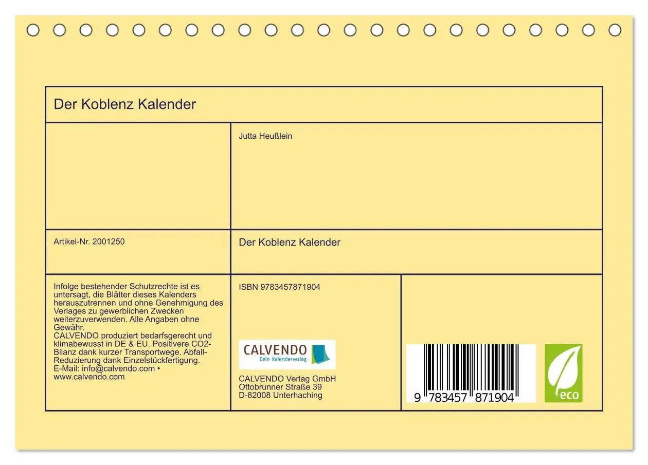 Bild: 9783457871904 | Der Koblenz Kalender (Tischkalender 2026 DIN A5 quer), CALVENDO...