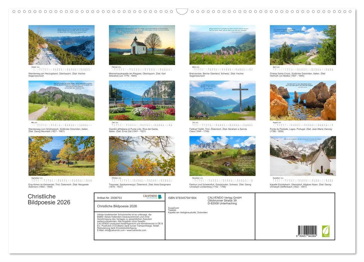 Bild: 9783457941904 | Christliche Bildpoesie 2026 (Wandkalender 2026 DIN A2 quer),...