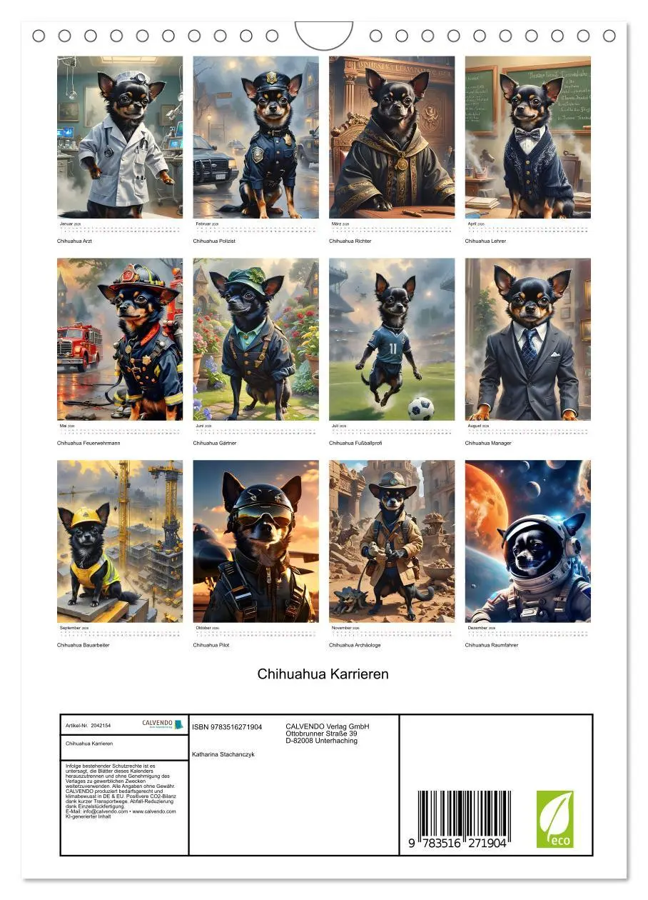Bild: 9783516271904 | Chihuahua Karrieren (Wandkalender 2026 DIN A4 hoch), CALVENDO...