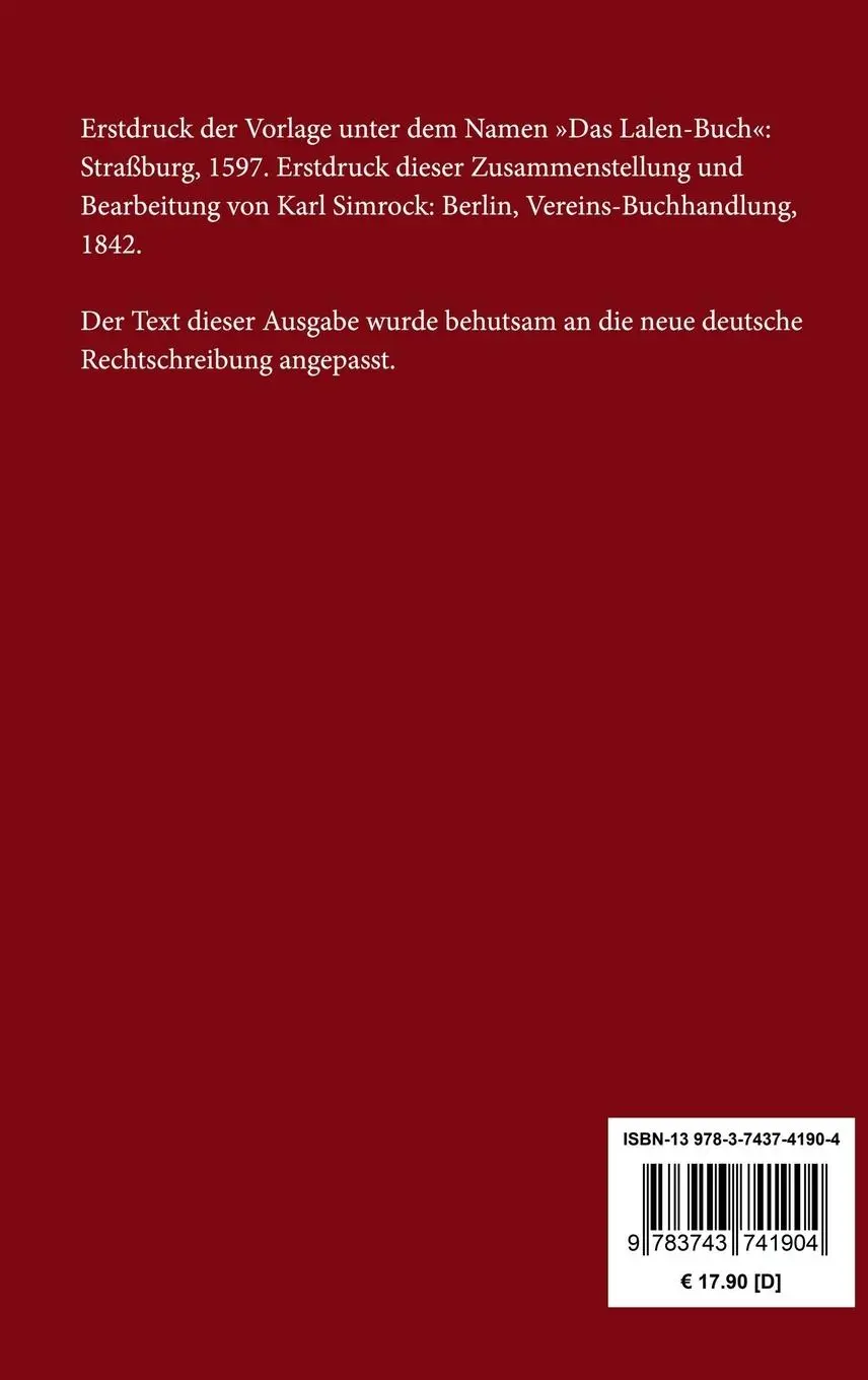 Rückseite: 9783743741904 | Die Schildbürger | Karl Simrock | Buch | HC runder Rücken kaschiert
