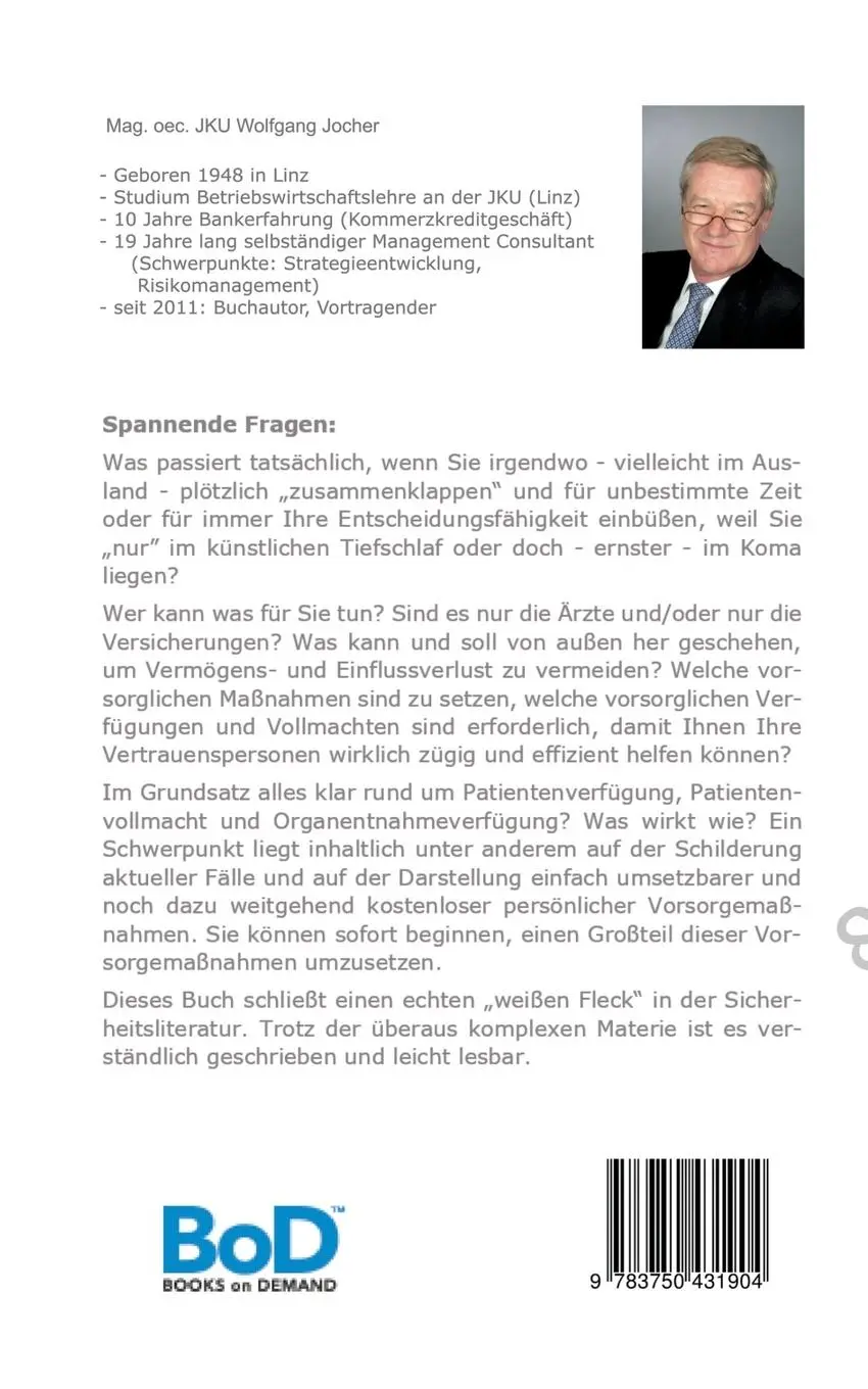 Rückseite: 9783750431904 | Vorsorge statt Sachwalterschaft | Mag. Wolfgang Jocher (u. a.) | Buch
