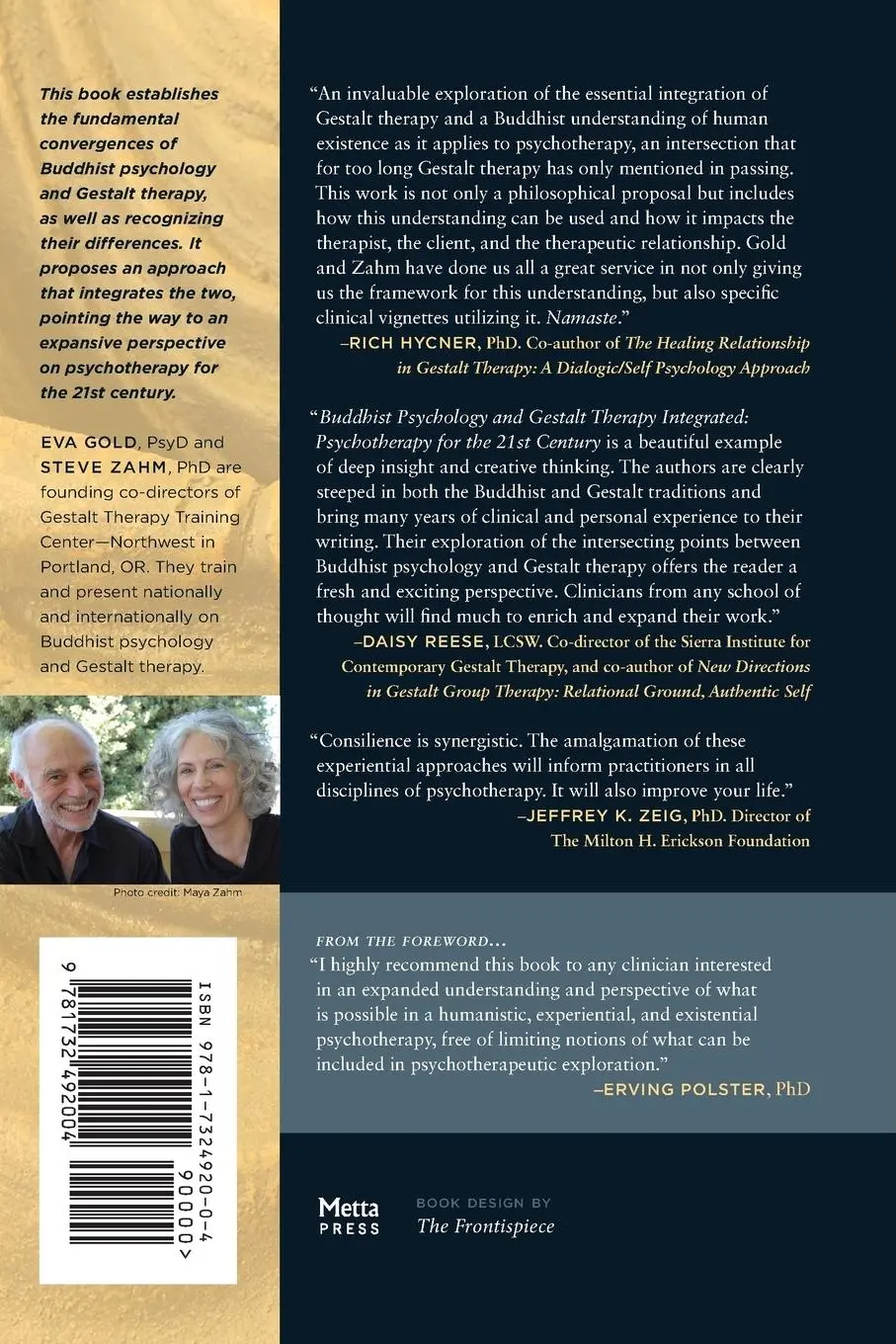 Rückseite: 9781732492004 | Buddhist Psychology and Gestalt Therapy Integrated | Eva Gold (u. a.)