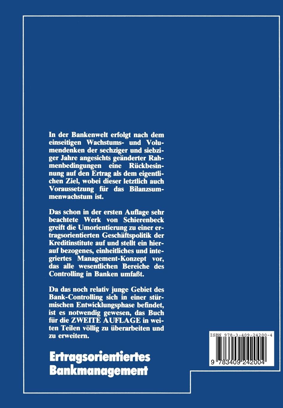 Rückseite: 9783409242004 | Ertragsorientiertes Bankmanagement | Henner Schierenbeck | Taschenbuch