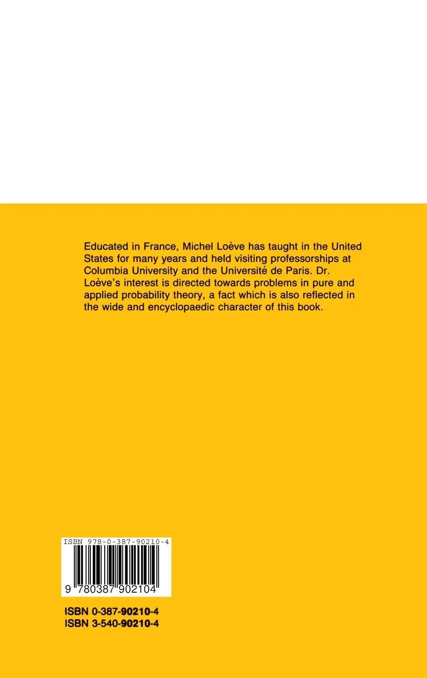 Rückseite: 9780387902104 | Probability Theory I | M. Loeve | Buch | xviii | Englisch | 1977