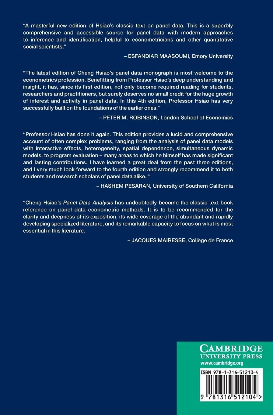 Rückseite: 9781316512104 | Analysis of Panel Data | Cheng Hsiao | Buch | Englisch | 2022