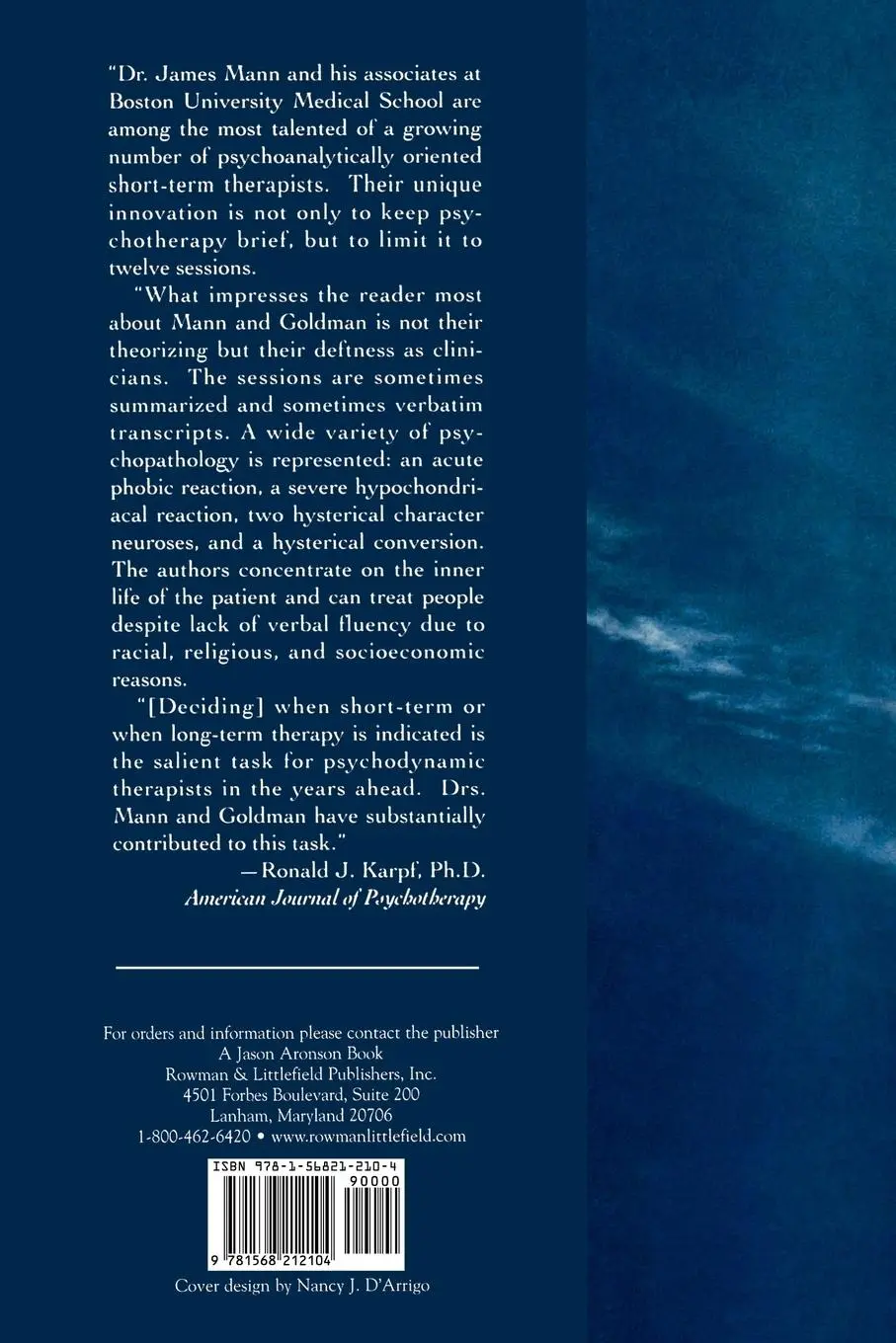 Rückseite: 9781568212104 | Casebook in Time-Limited Psychotherapy | James Mann (u. a.) | Buch