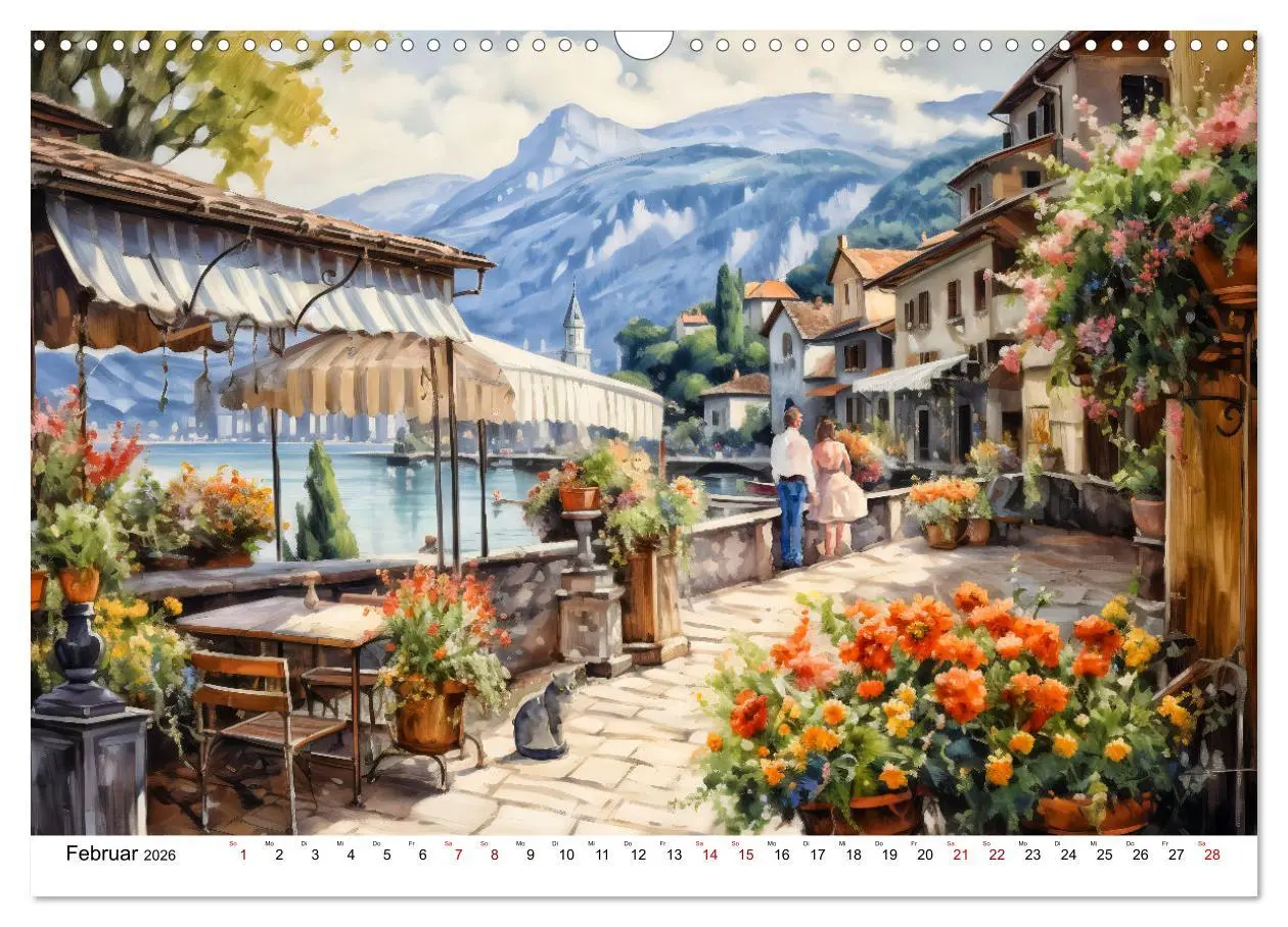 Bild: 9783457512104 | Südalpines Flair - Seen, Berge und Fantasiestädte (Wandkalender...