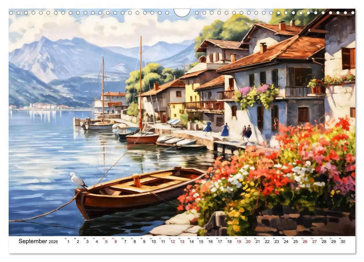 Bild: 9783457512104 | Südalpines Flair - Seen, Berge und Fantasiestädte (Wandkalender...