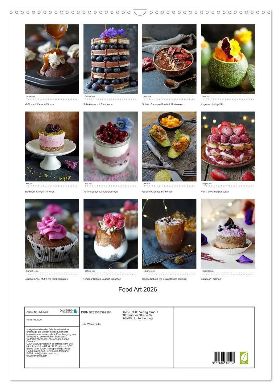 Bild: 9783516392104 | Food Art 2026 (Wandkalender 2026 DIN A2 hoch), CALVENDO Monatskalender