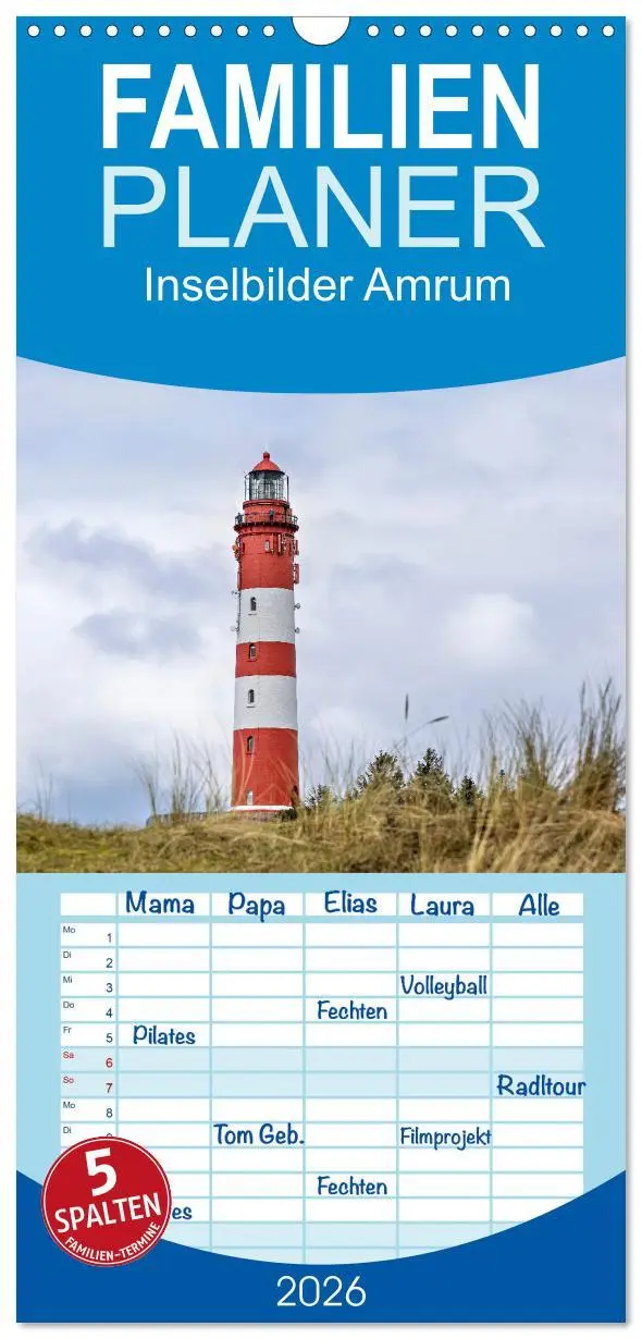 Cover: 9783516602104 | Familienplaner 2026 - Inselbilder Amrum mit 5 Spalten...
