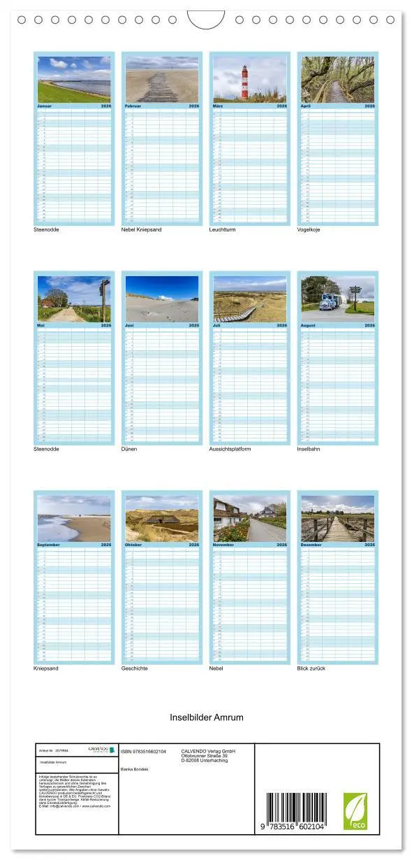 Bild: 9783516602104 | Familienplaner 2026 - Inselbilder Amrum mit 5 Spalten...
