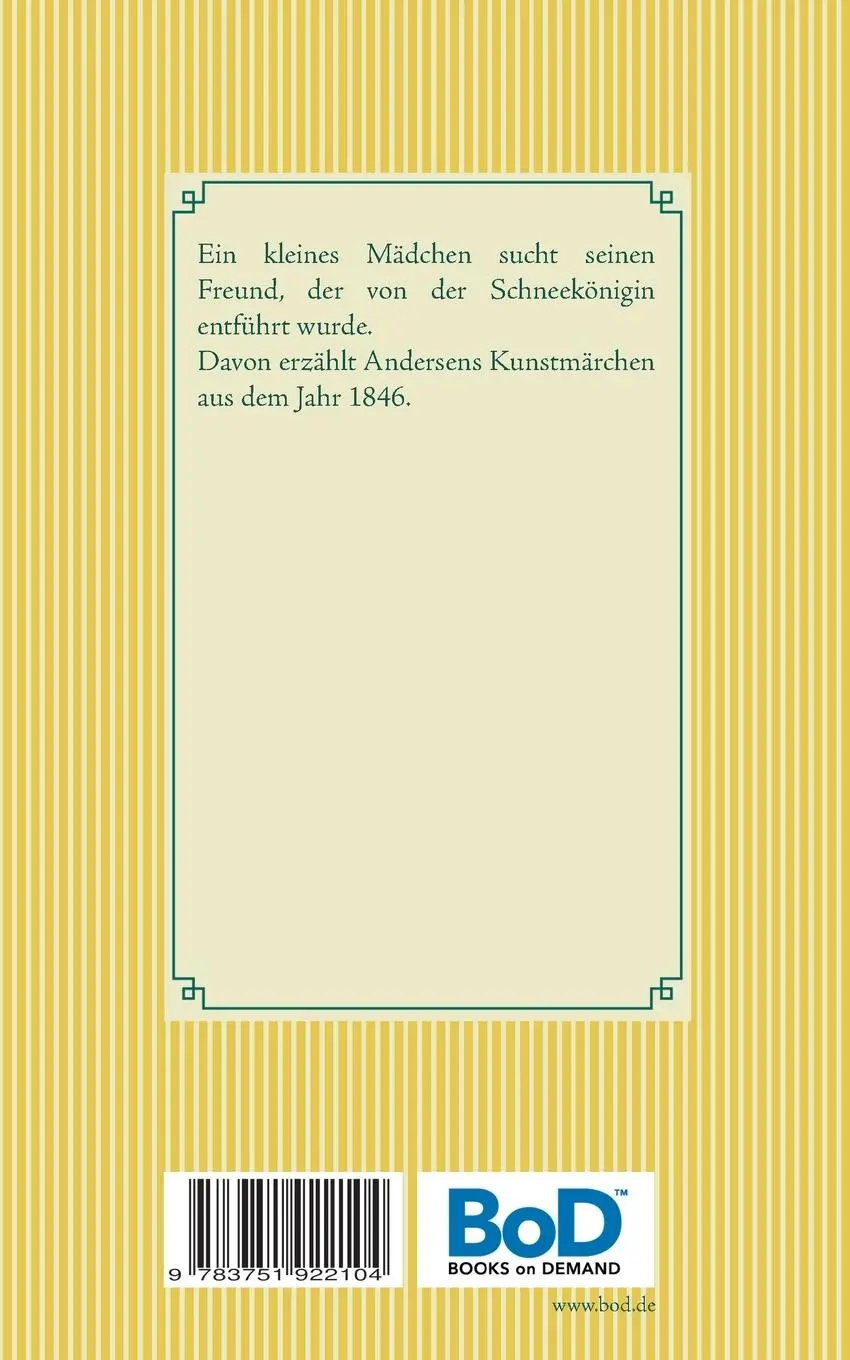 Rückseite: 9783751922104 | Die Schneekönigin | Ein Märchen in sieben Geschichten | Andersen
