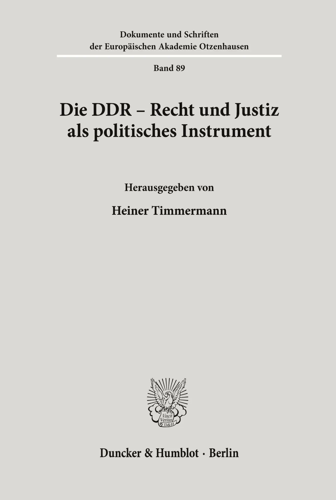 Cover: 9783428102204 | Die DDR - Recht und Justiz als politisches Instrument. | Timmermann