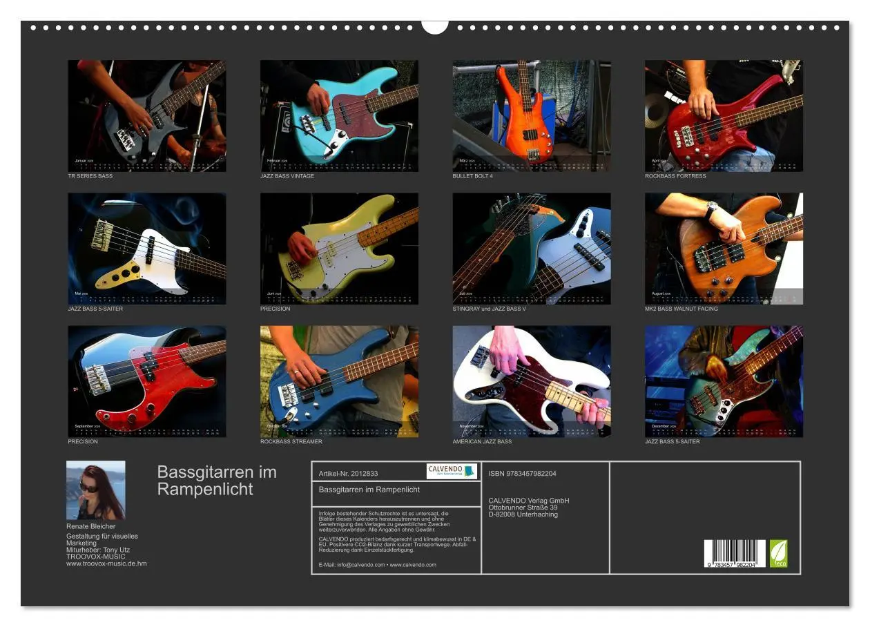 Bild: 9783457982204 | Bassgitarren im Rampenlicht (Wandkalender 2026 DIN A2 quer),...