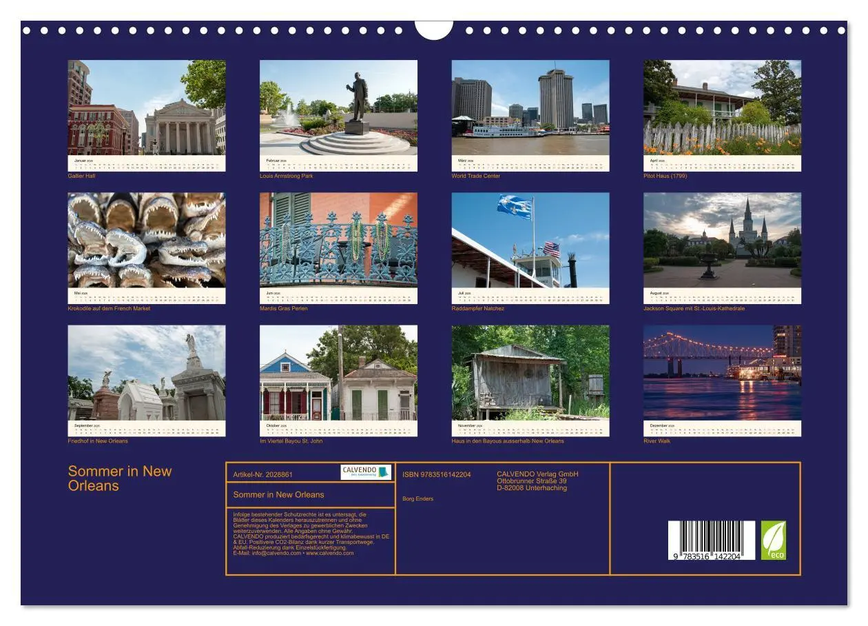 Bild: 9783516142204 | Sommer in New Orleans (Wandkalender 2026 DIN A3 quer), CALVENDO...