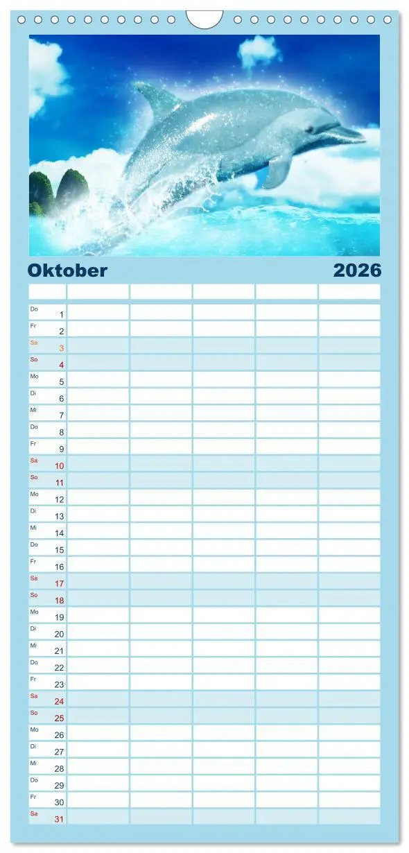 Bild: 9783516522204 | Familienplaner 2026 - Delfine - Kalender mit 5 Spalten...