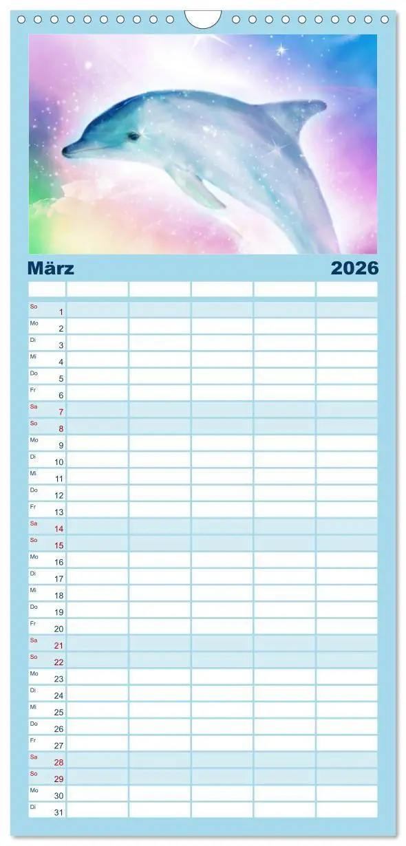 Bild: 9783516522204 | Familienplaner 2026 - Delfine - Kalender mit 5 Spalten...