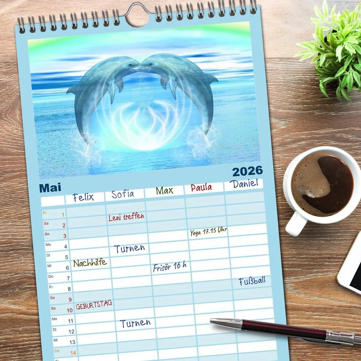 Bild: 9783516522204 | Familienplaner 2026 - Delfine - Kalender mit 5 Spalten...